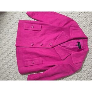 Talbots Linen Blazer Womens 2P Pink Excellent Double Breasted Flap Pocket Jacket